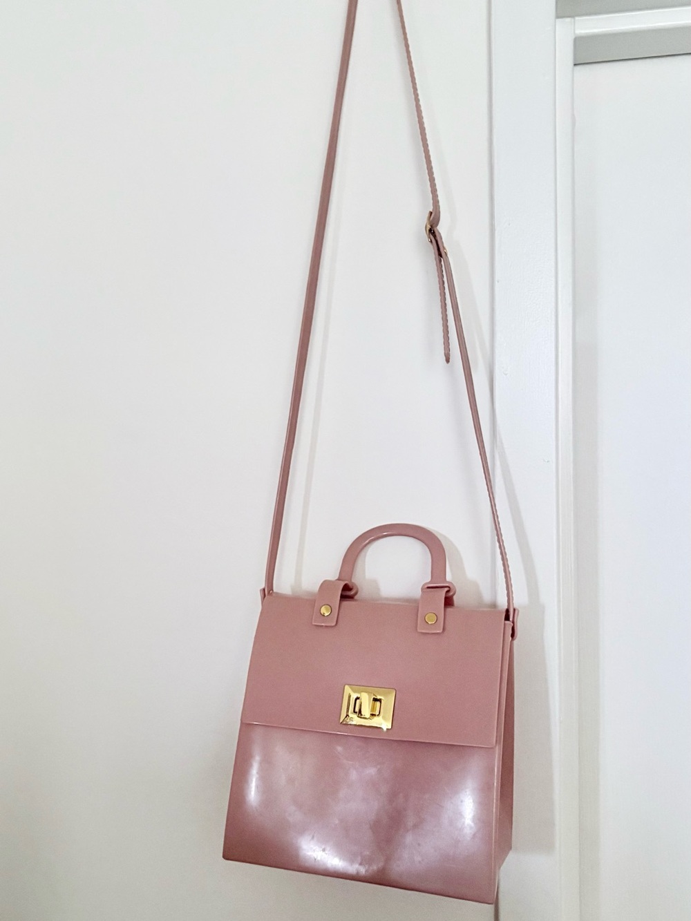 Source Unknown Blush Pink Structured Top-Handle Satchel with Shoulder Strap